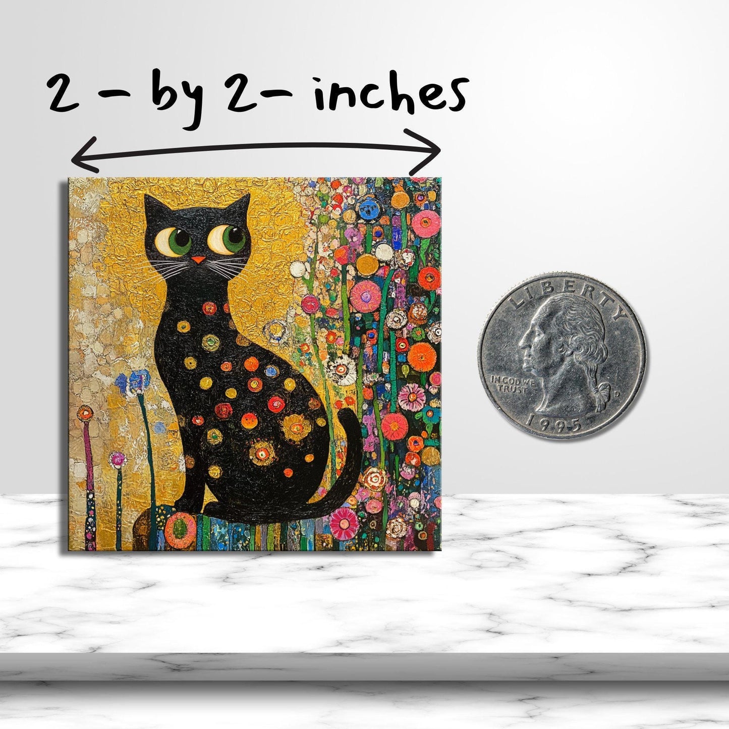 Klimt Garden Cat Gold Framed Refrigerator Magnet, Mini Art, Grand Millennial Style, Artful Kitchen Decor, Gift for Her fridgescaping