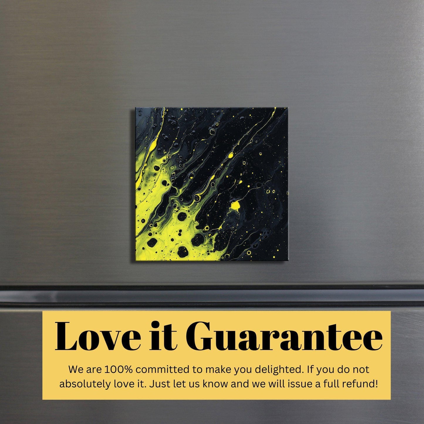 Black and Neon Yellow Fridge Magnet 2-inch Strong Refrigerator Magnet Kitchen Decor Dopamine Ceramic Tile Art Gift for Her fridgescaping