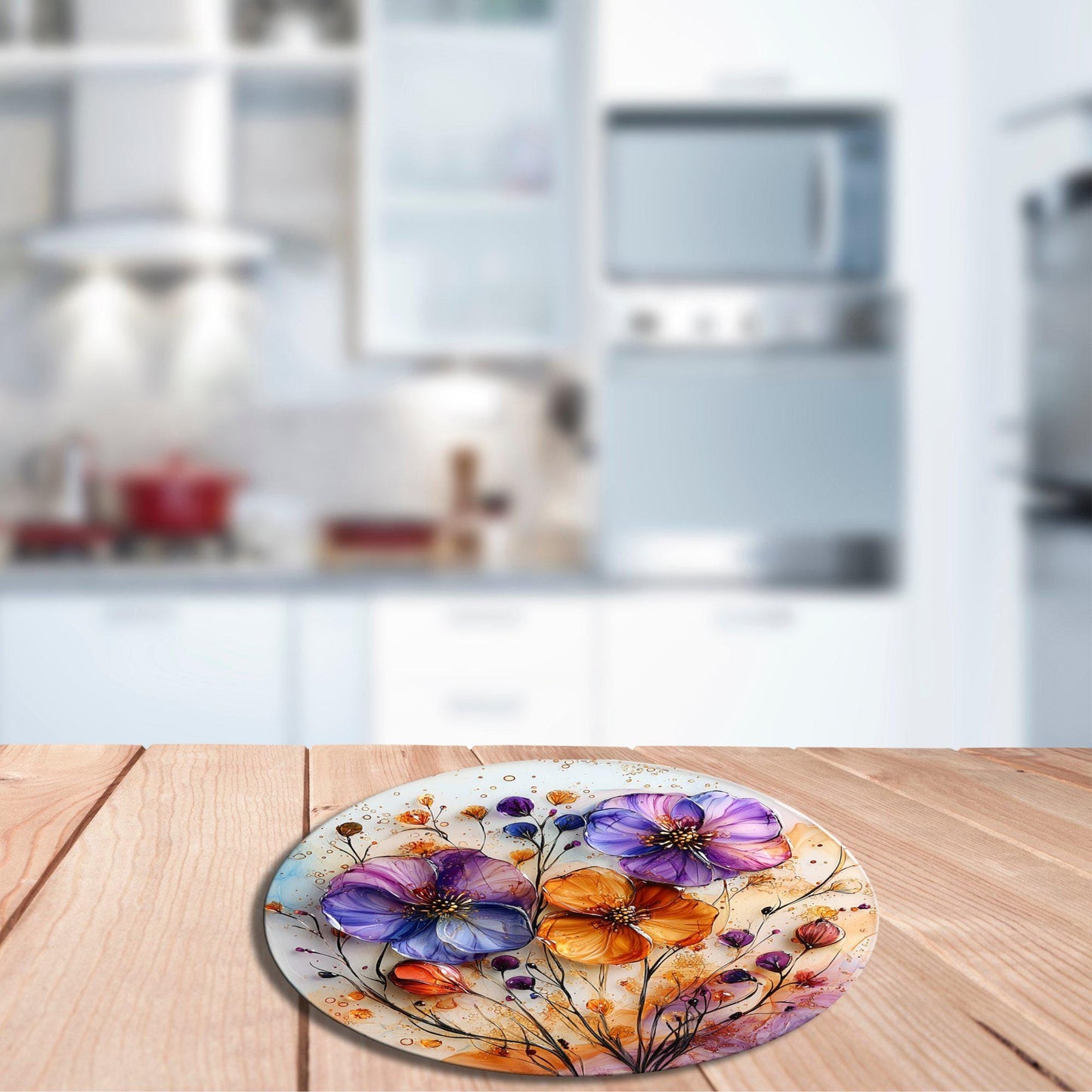 Dried Flowers Resin Glass Cutting Board Trivet Hot Plate Charcuterie Board Gift for Her Mom Christmas Housewarming