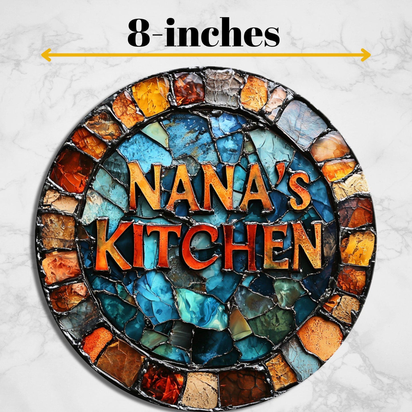 Nana's Kitchen Glass Cutting Board 8-inch Round Trivet Charcuterie Board Gift for Her Mom Kitchen Decor