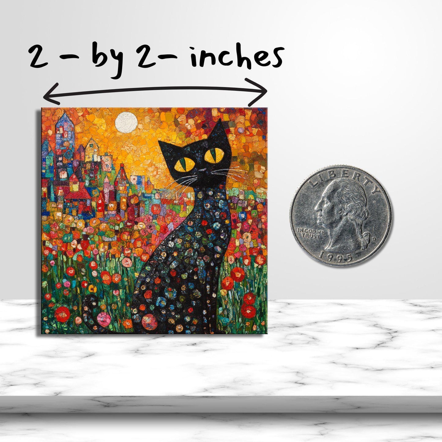 Garden Cat Klimt Style Gold Framed Refrigerator Magnet, Mini Art, Grand Millennial Style, Artful Kitchen Decor, Gift for Her fridgescaping