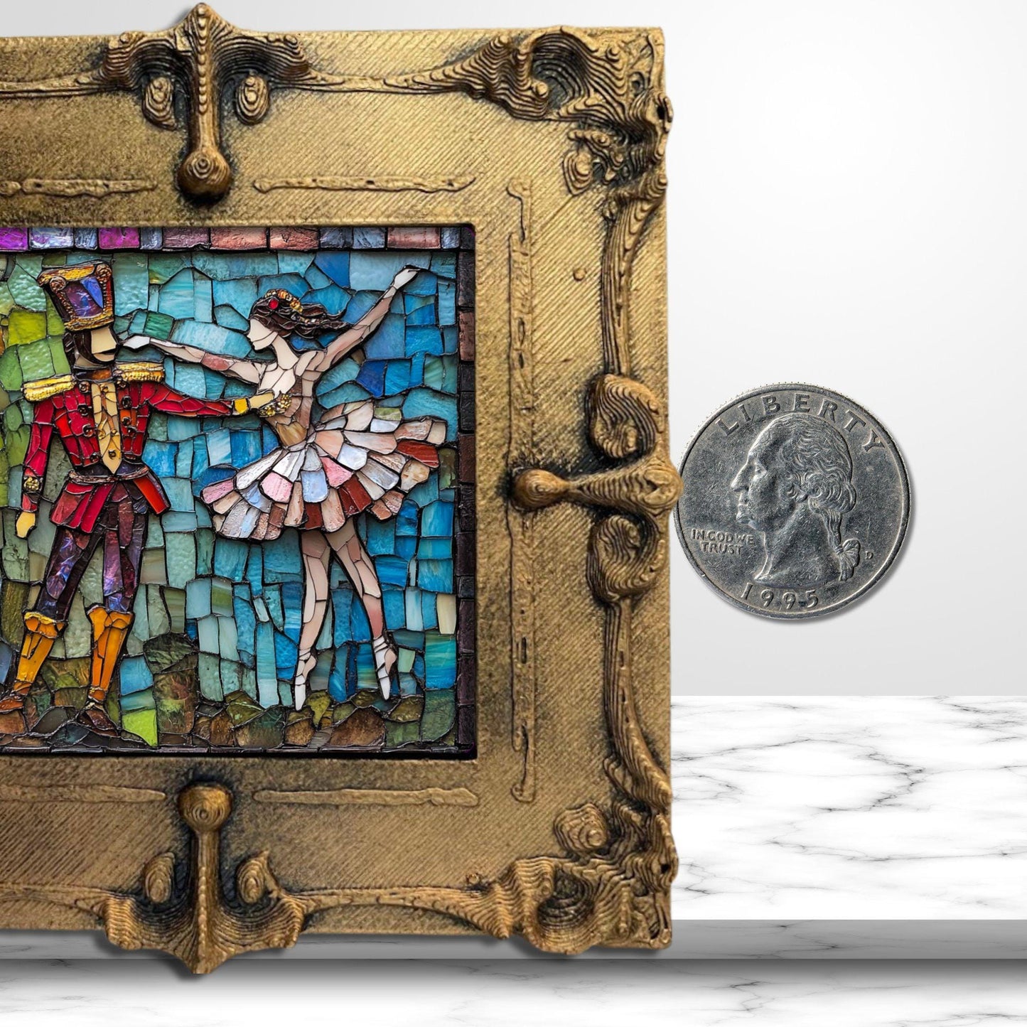 Nutcracker Ballerina Tiny Art Fridge Magnet Gold Framed Fridgescaping Art Picture Gallery Tiny Art Gift for Her Wife Mom