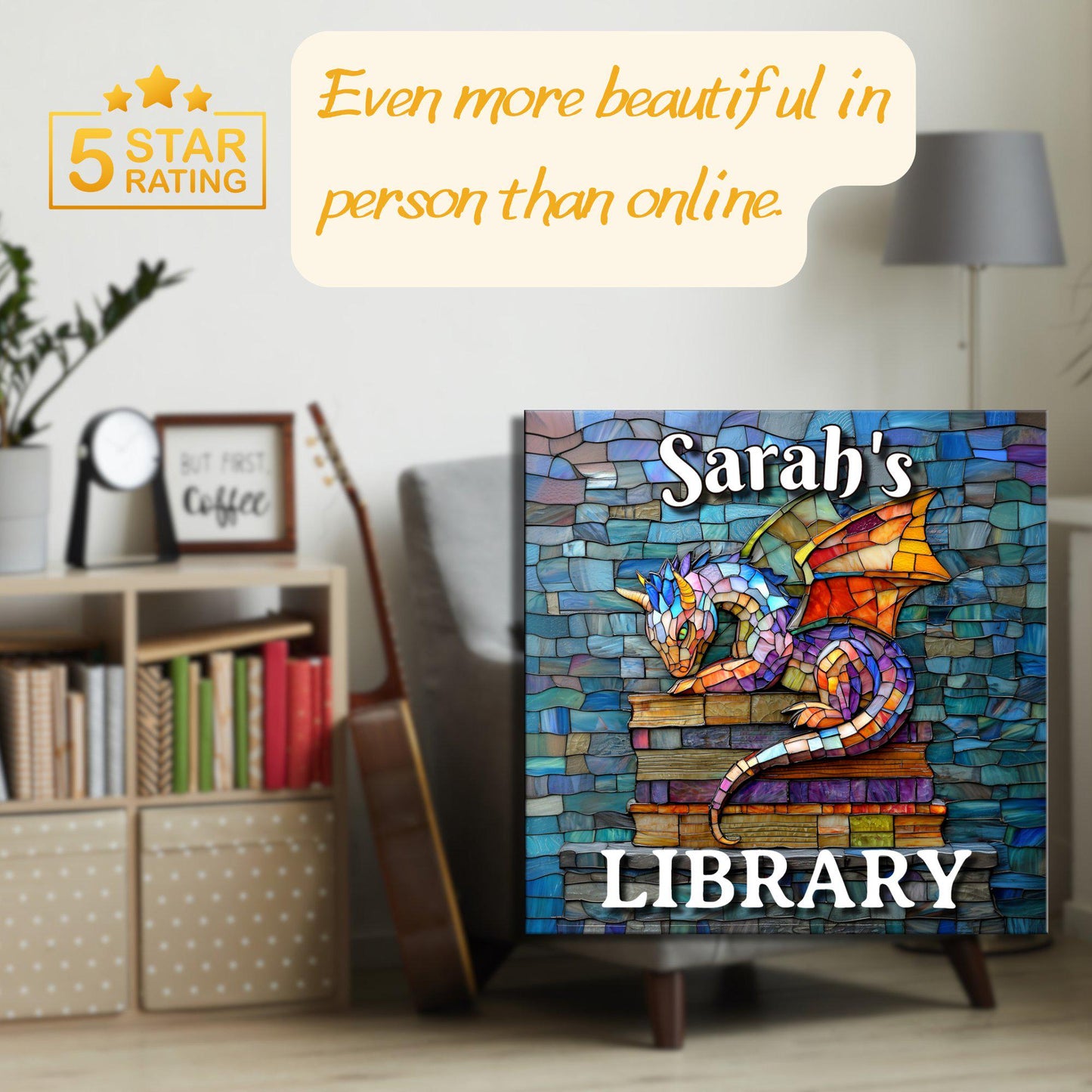 Dragon Personalized Library Sign Bookshelf Decore Biblophil Gifts Bookworm Gift To-Be-Read