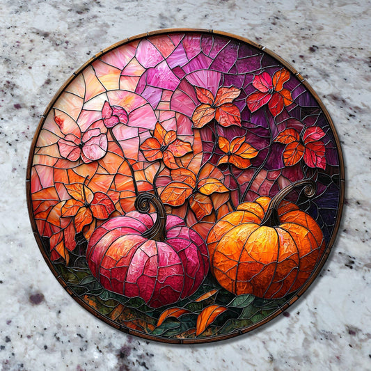 Pink Pumpkin Patch Glass Cutting Board Trivet Hot Plate Charcuterie Board Gift for Her Mom Christmas Housewarming