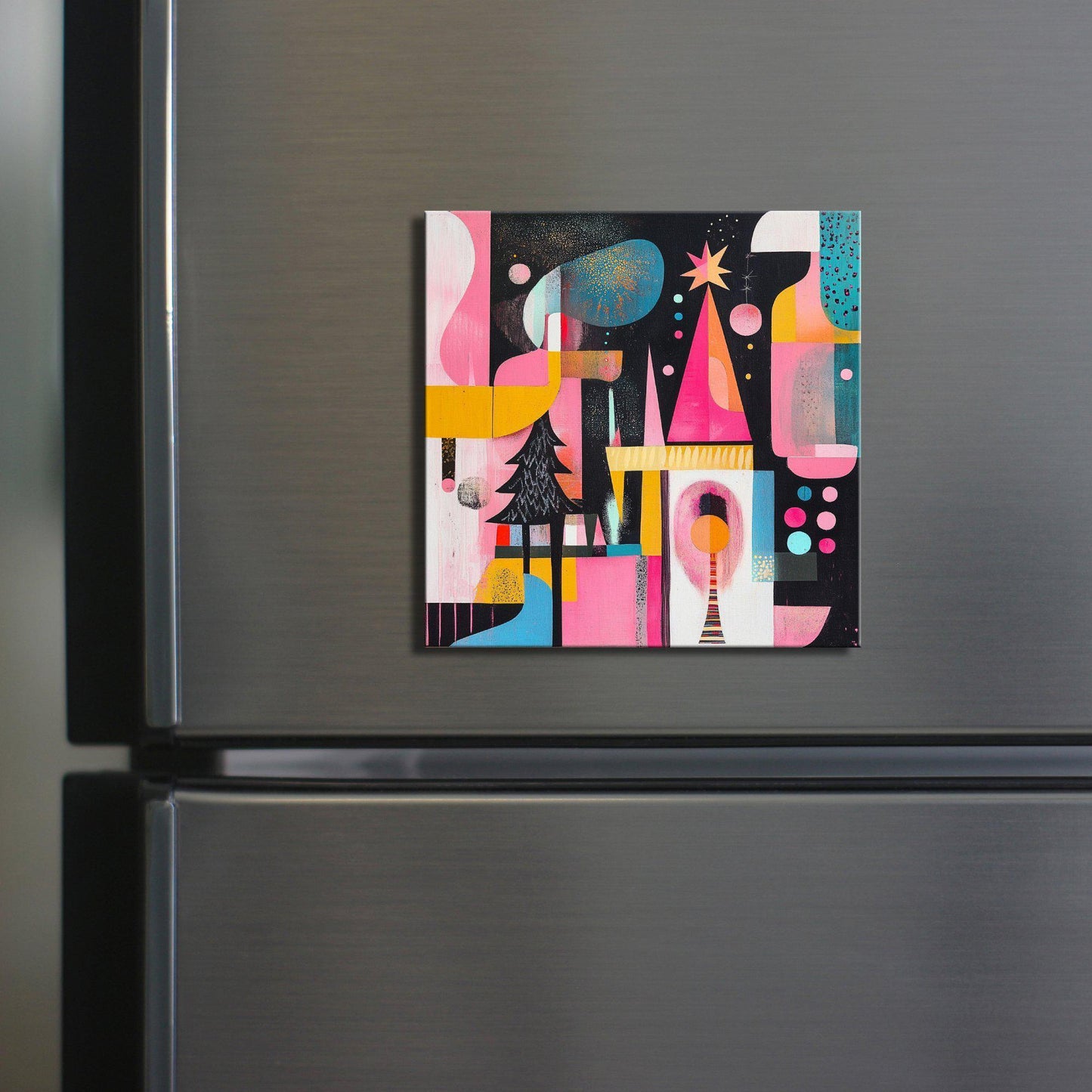 Abstract Christmas Scandinavian Fridge Magnet 2-inch Strong Refrigerator Magnet Kitchen Decor Dopamine Ceramic Tile Art Gift Her