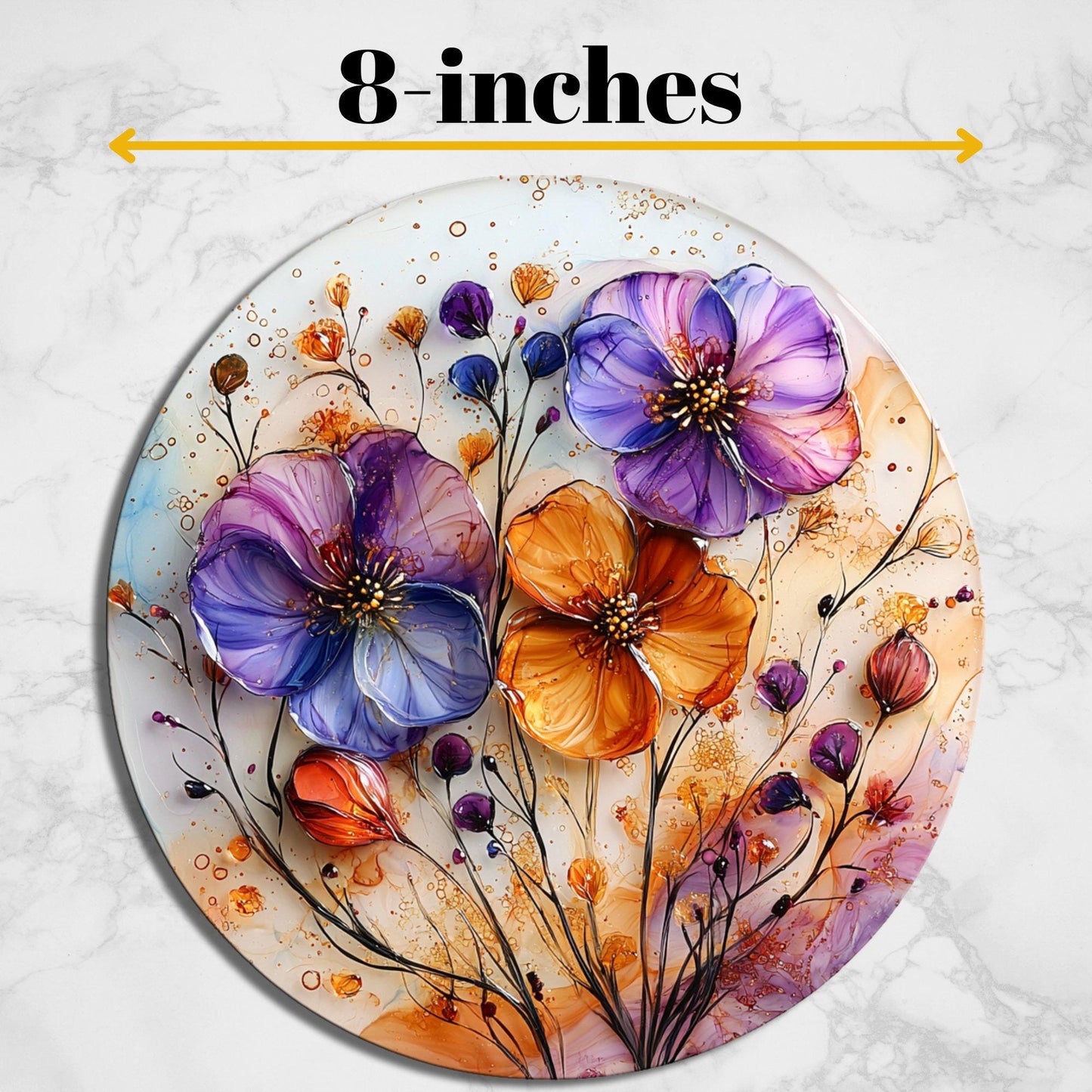 Dried Flowers Resin Glass Cutting Board Trivet Hot Plate Charcuterie Board Gift for Her Mom Christmas Housewarming