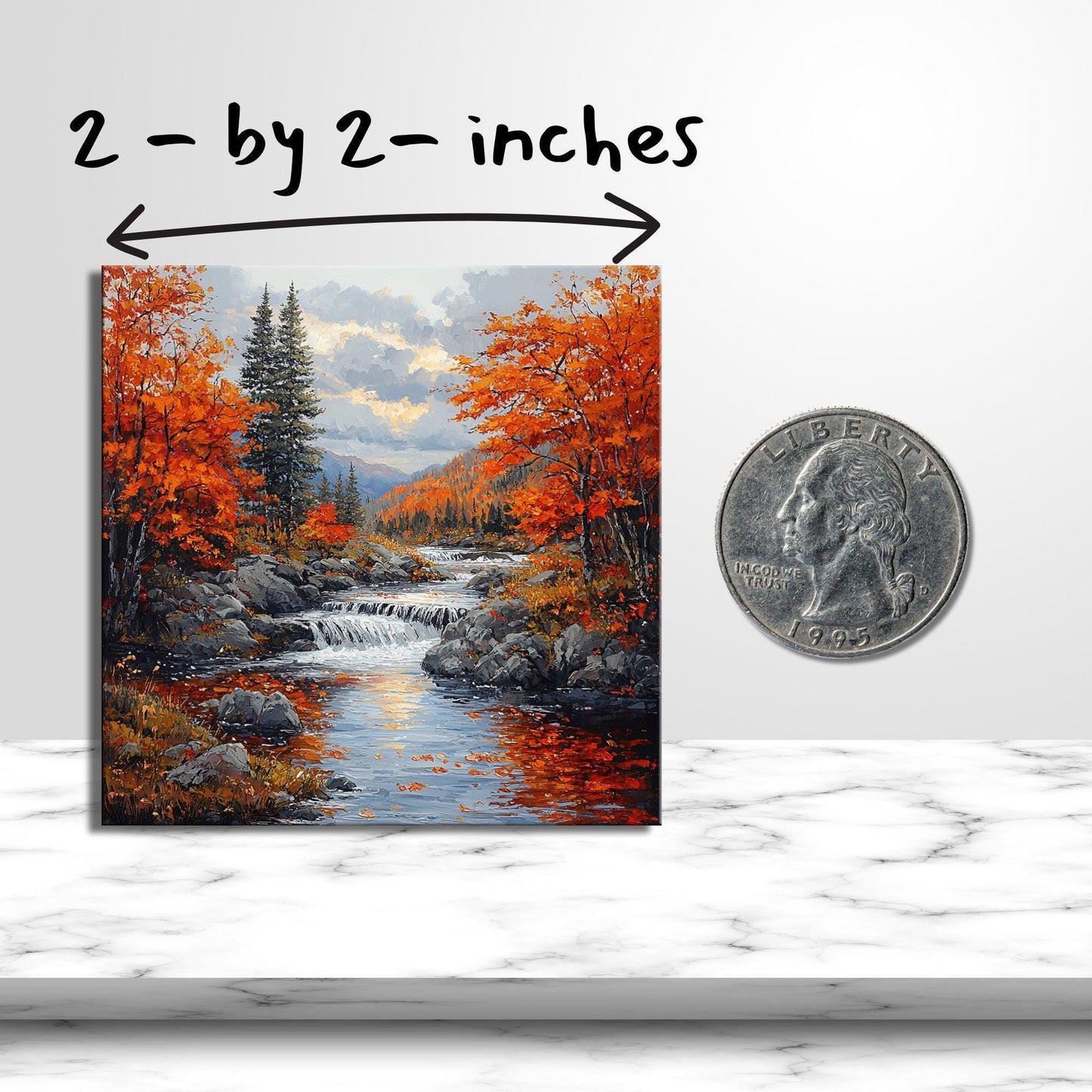 Autumn Landscape Gold Framed Refrigerator Magnet, Mini Art, Grand Millennial Style, Artful Kitchen Decor, Gift for Her fridgescaping