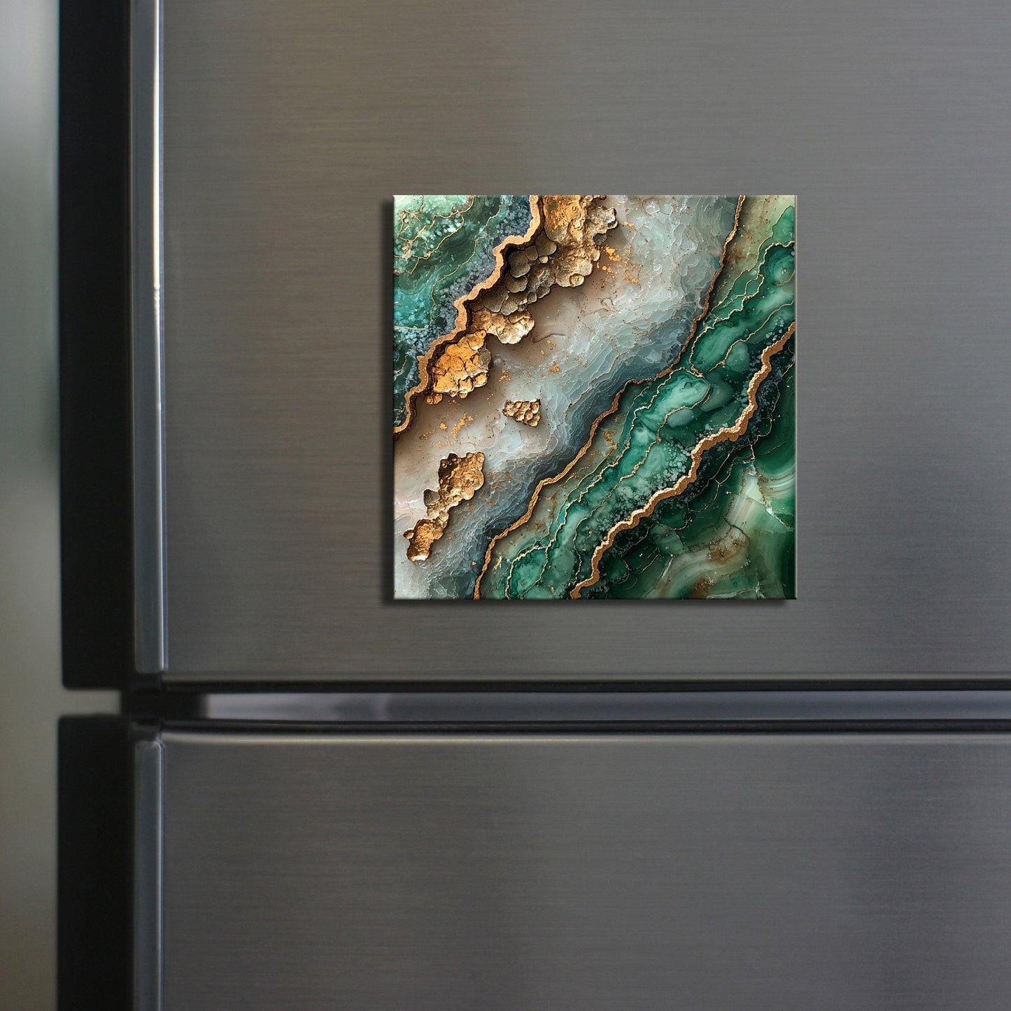 Emerald green and warm beige Fridge Magnet 2-inch Strong Refrigerator Magnet Kitchen Decor Dopamine Ceramic Tile Art Gift for Her