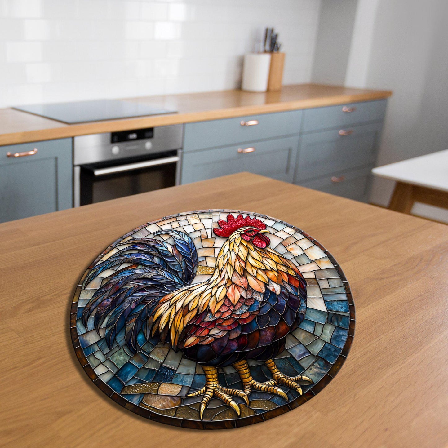 Rooster Glass Cutting Board Trivet Hot Plate Charcuterie Board Gift for Her Mom Christmas Housewarming