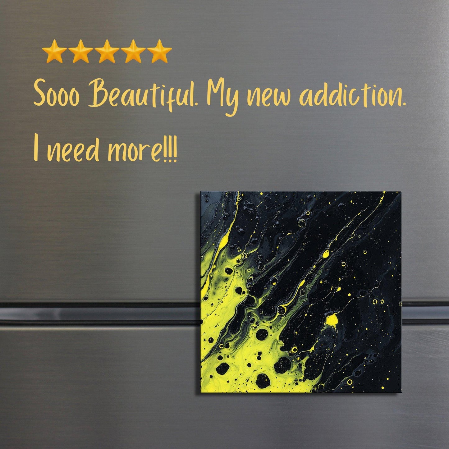 Black and Neon Yellow Fridge Magnet 2-inch Strong Refrigerator Magnet Kitchen Decor Dopamine Ceramic Tile Art Gift for Her fridgescaping