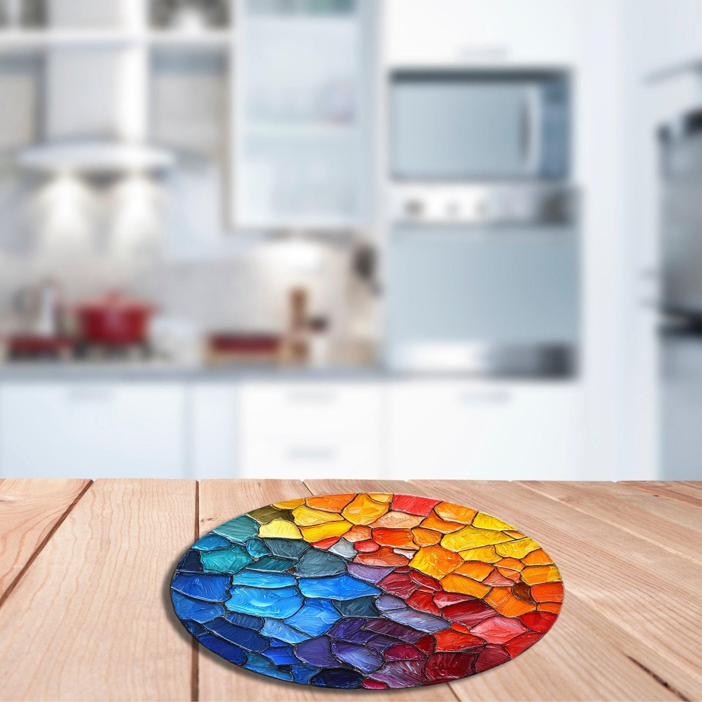 Abstract Colorful Glass Cutting Board Trivet Hot Plate Charcuterie Board Gift for Her Mom Christmas Housewarming