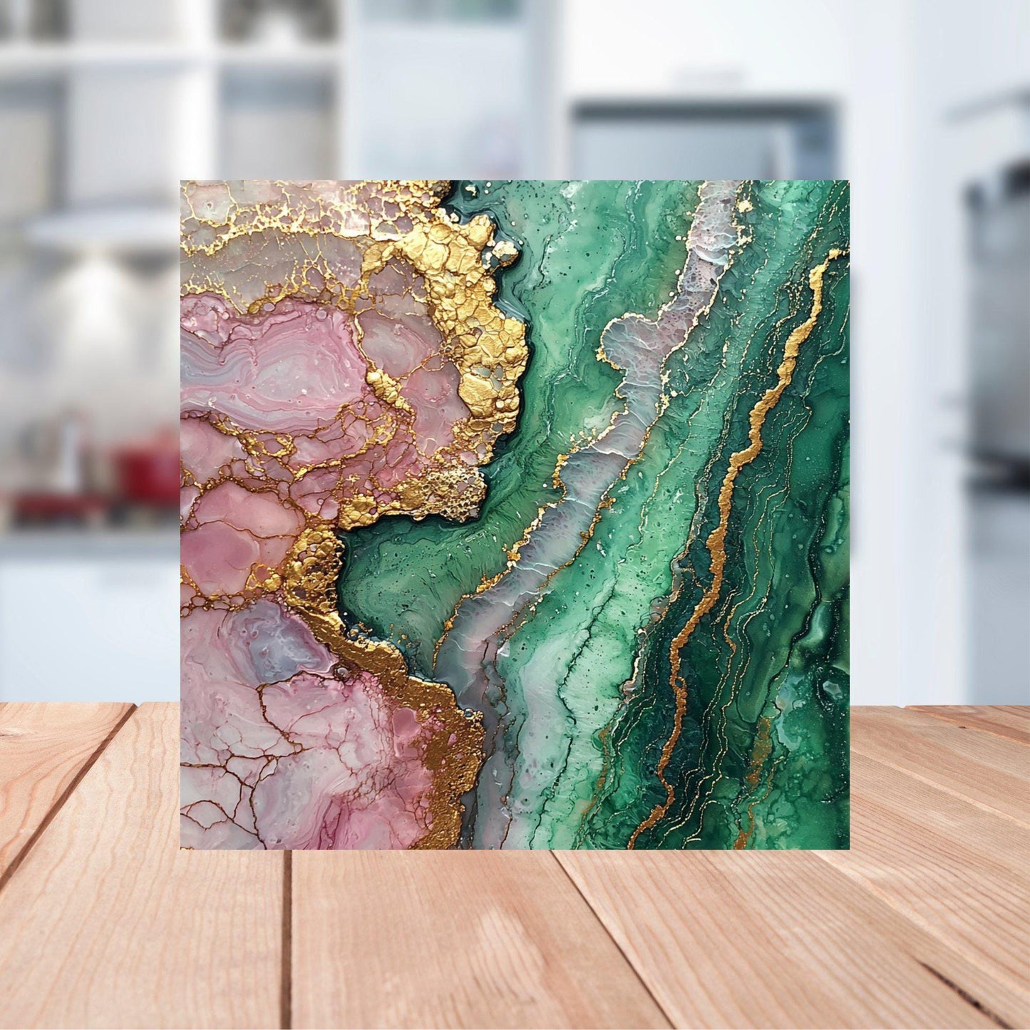 Emerald Green and Pale Pink Fridge Magnet 2-inch Strong Refrigerator Magnet Kitchen Decor Dopamine Ceramic Tile Art Gift for Her