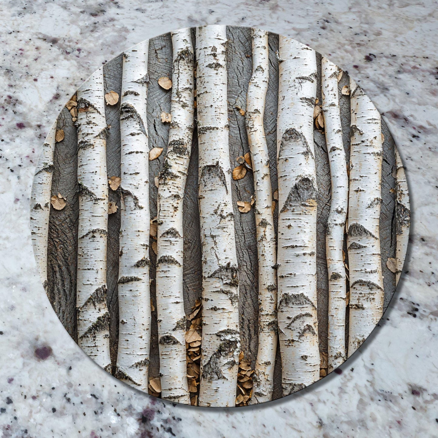 White Birch Trees Glass Cutting Board Trivet Hot Plate Charcuterie Board Gift for Her Mom Christmas Housewarming