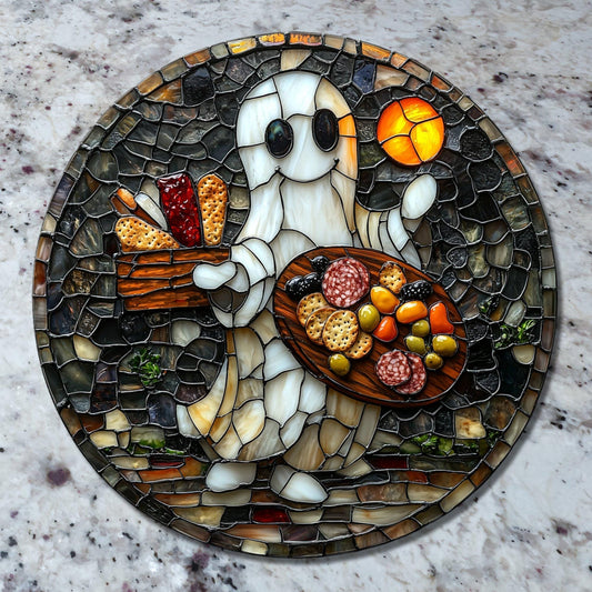 Ghost charcuterie Glass Cutting Board Trivet Hot Plate Charcuterie Board Gift for Her Mom Christmas Housewarming