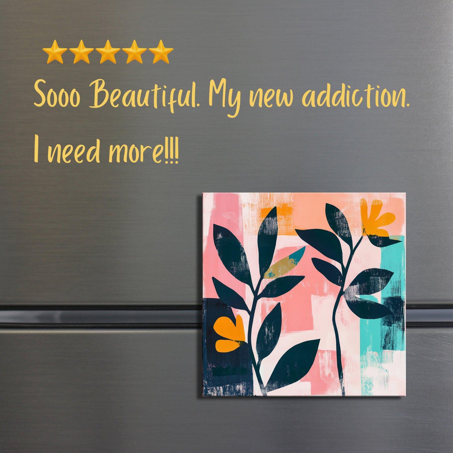 Modern Pink Botanicals Fridge Magnet 2-inch Strong Refrigerator Magnet Kitchen Decor Dopamine Ceramic Tile Art Gift for Her fridgescaping