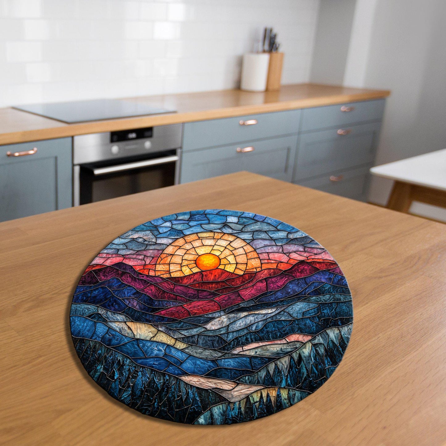 Smoky Mountains Sunrise Glass Cutting Board Trivet Hot Plate Charcuterie Board Gift for Her Mom Christmas Housewarming