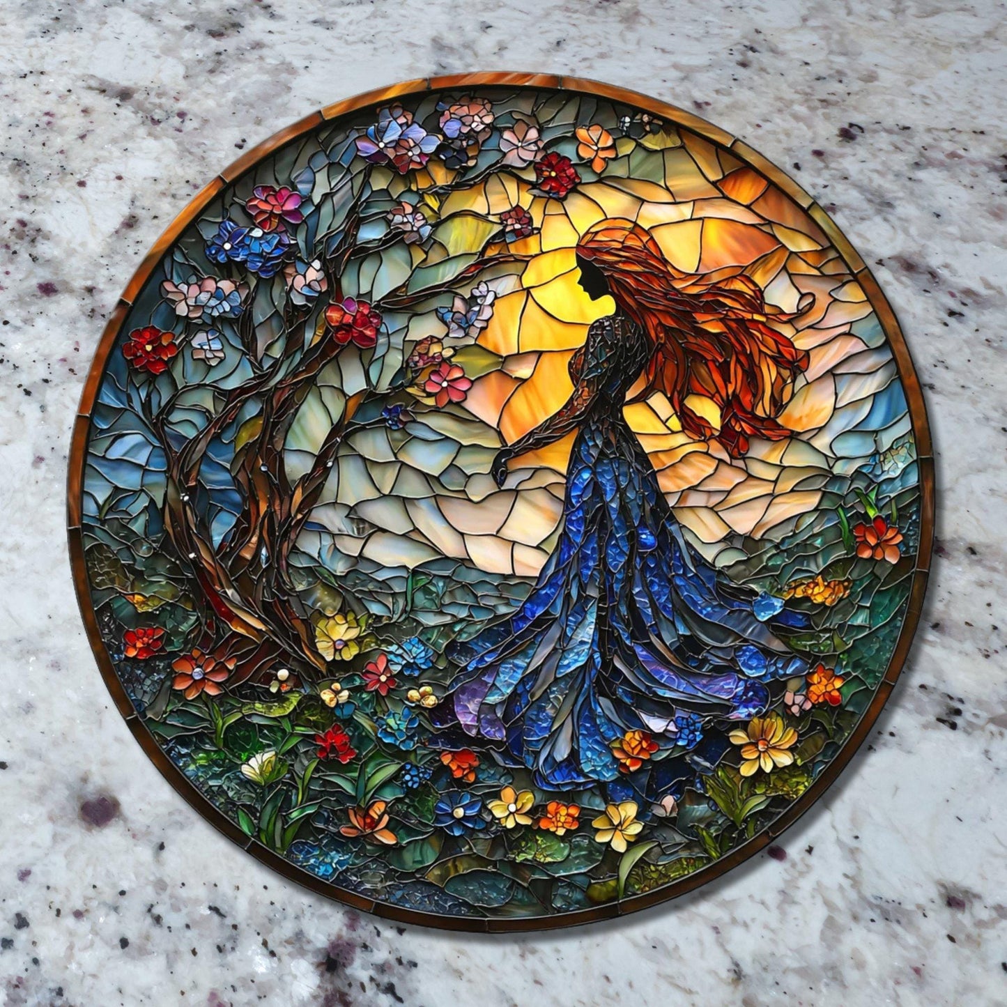 Fairy Garden Glass Cutting Board Trivet Hot Plate Charcuterie Board Gift for Her Mom Christmas Housewarming