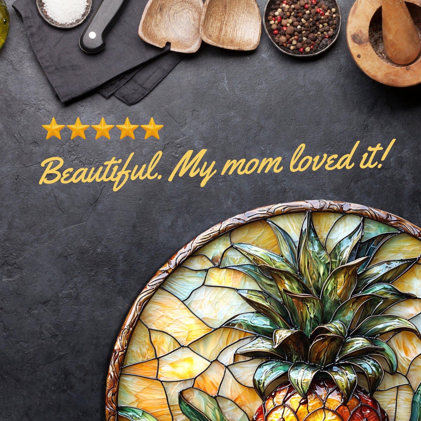 Pineapple Glass Cutting Board Trivet Hot Plate Charcuterie Board Gift for Her Mom Christmas Housewarming