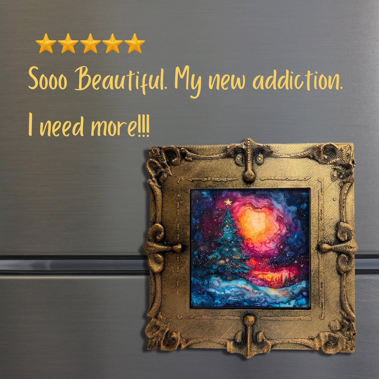 Fridge Magnet Vaporware Aesthetic Christmas Tiny Art Gold Framed Fridgescaping Art Picture Gallery Tiny Art Gift for Her Wife Mom