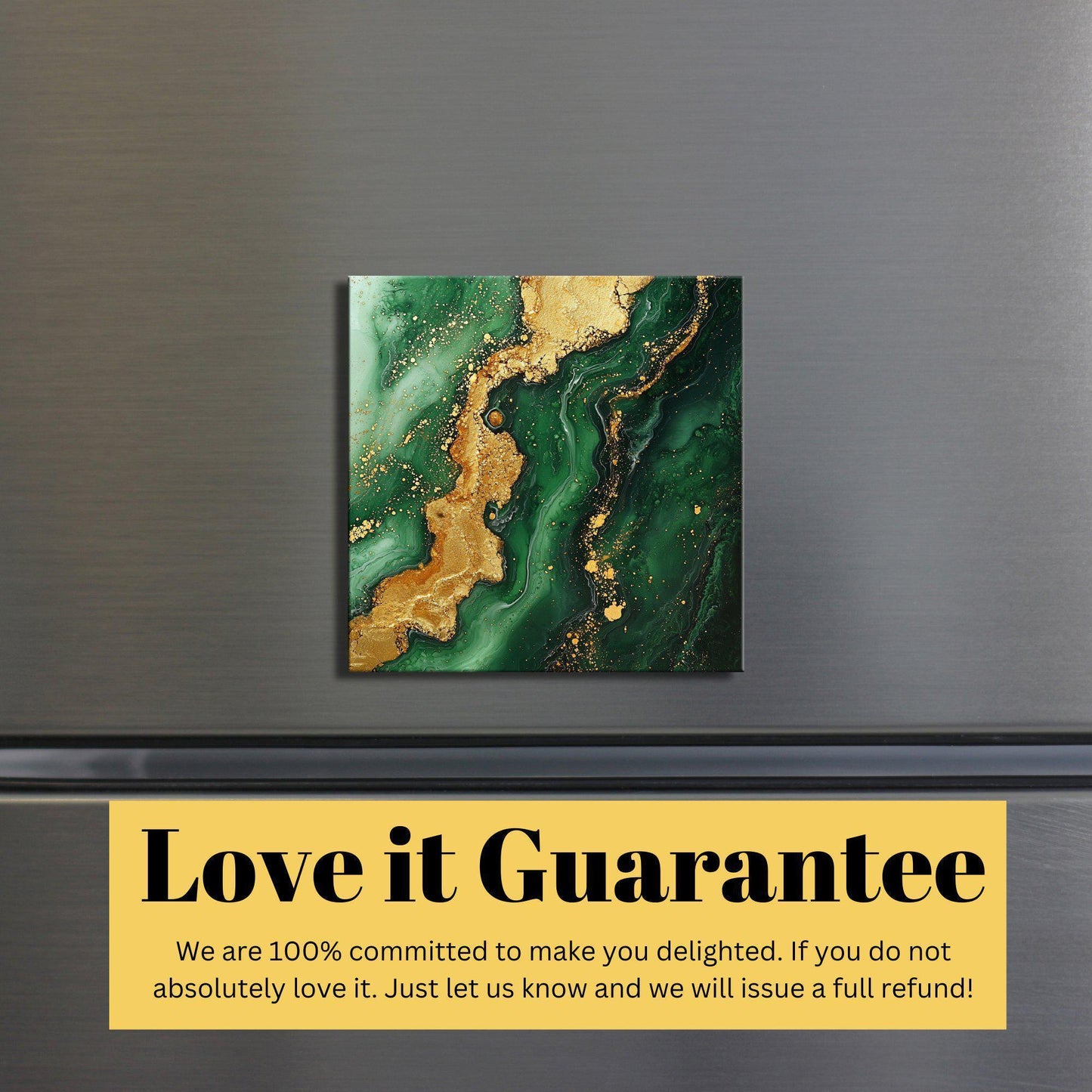 Forest Green and Gold Fridge Magnet 2-inch Strong Refrigerator Magnet Kitchen Decor Dopamine Ceramic Tile Art Gift for Her fridgescaping