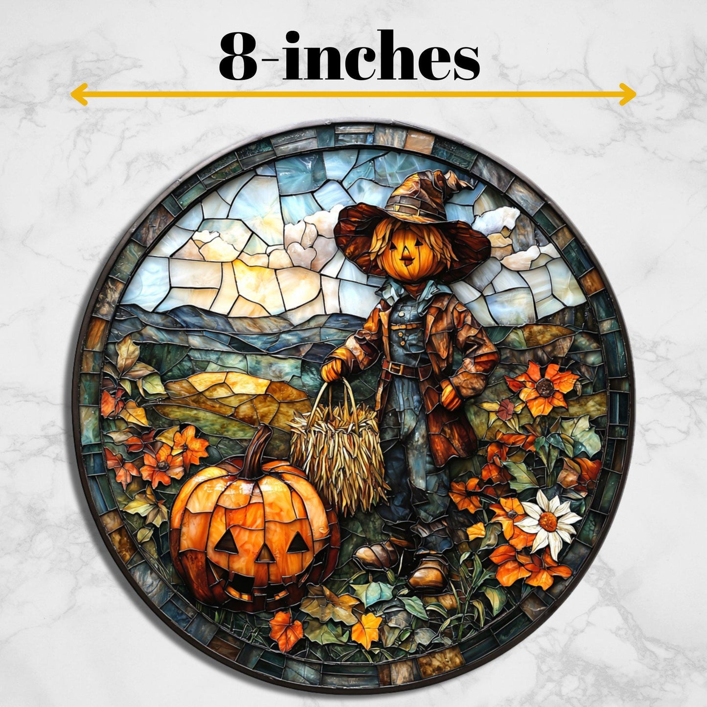 Pumpkin Scarecrow Glass Cutting Board Trivet Hot Plate Charcuterie Board Gift for Her Mom Christmas Housewarming