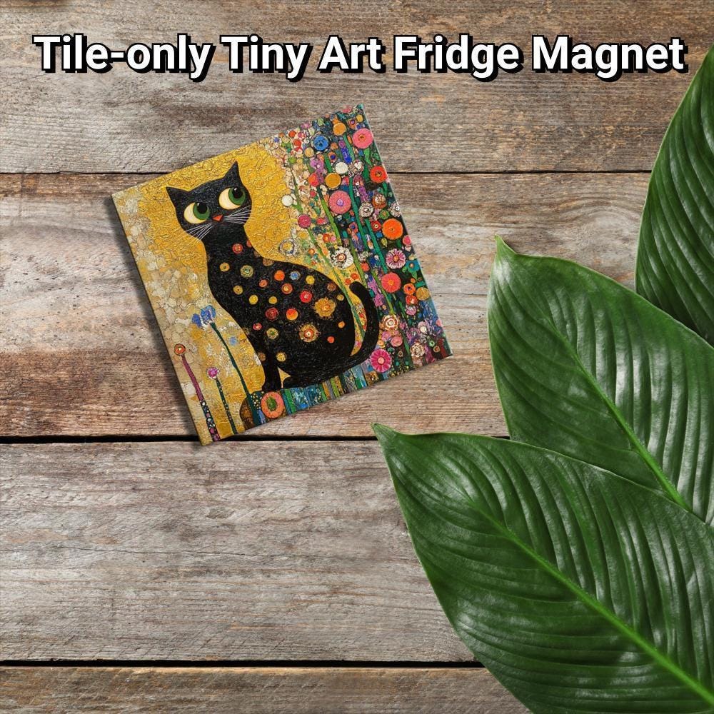 Klimt Garden Cat Gold Framed Refrigerator Magnet, Mini Art, Grand Millennial Style, Artful Kitchen Decor, Gift for Her fridgescaping