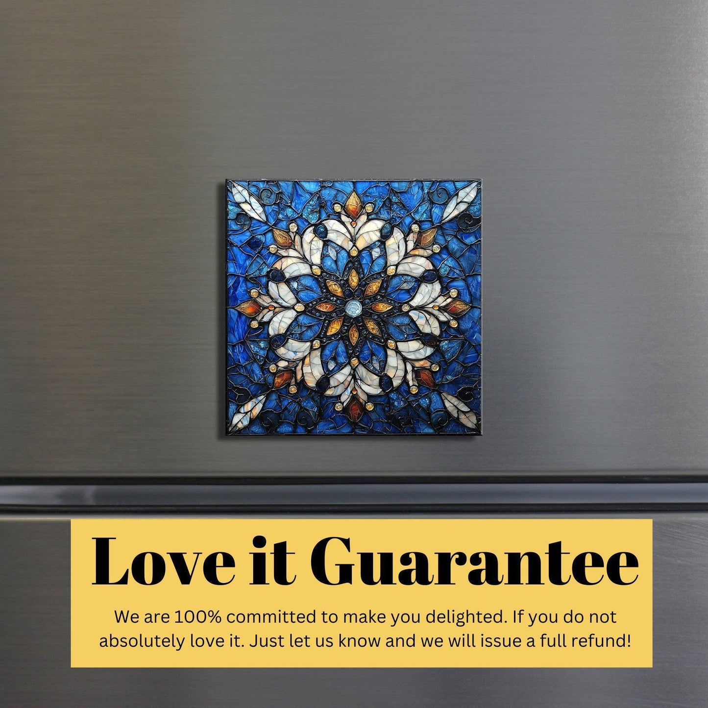 Snowflake Stained Glass Fridge Magnet 2-inch Strong Refrigerator Magnet Kitchen Decor Dopamine Ceramic Tile Art Gift for Her fridgescaping