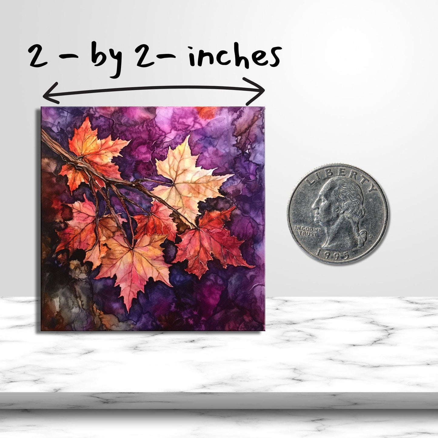 Maple Leaves Gold Framed Refrigerator Magnet, Mini Art, Grand Millennial Style, Artful Kitchen Decor, Gift for Her fridgescaping