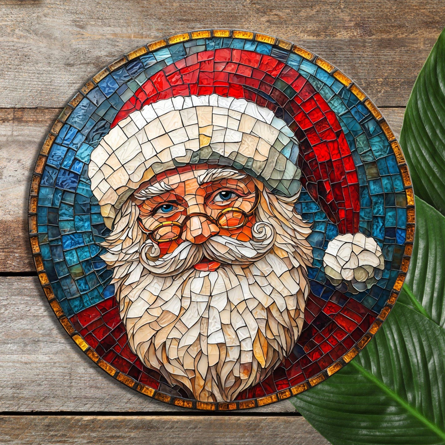 Santa Claus Glass Cutting Board Trivet Hot Plate Charcuterie Board Gift for Her Mom Christmas Housewarming