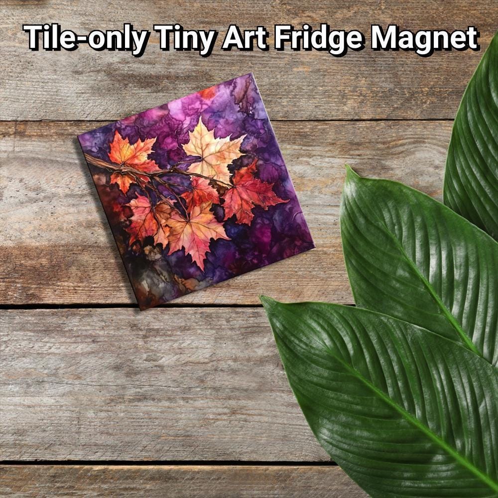 Maple Leaves Gold Framed Refrigerator Magnet, Mini Art, Grand Millennial Style, Artful Kitchen Decor, Gift for Her fridgescaping