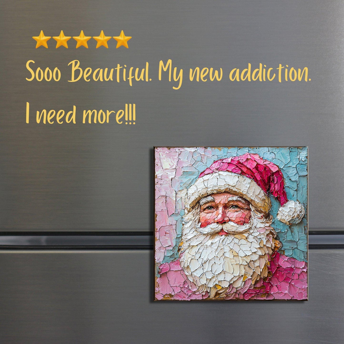 Pink Santa Claus Fridge Magnet 2-inch Strong Refrigerator Magnet Kitchen Decor Dopamine Ceramic Tile Art Gift for Her fridgescaping