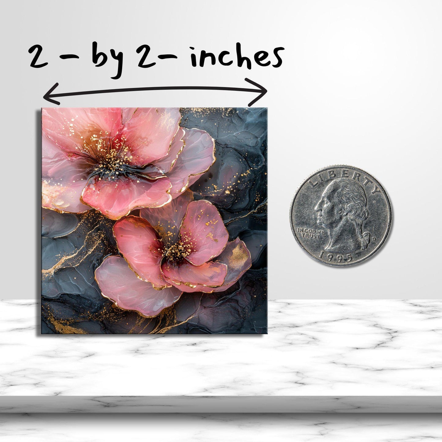 Blush Pink and Charcoal Gray Fridge Magnet 2-inch Strong Refrigerator Magnet Kitchen Decor Dopamine Ceramic Tile Art Gift for Her