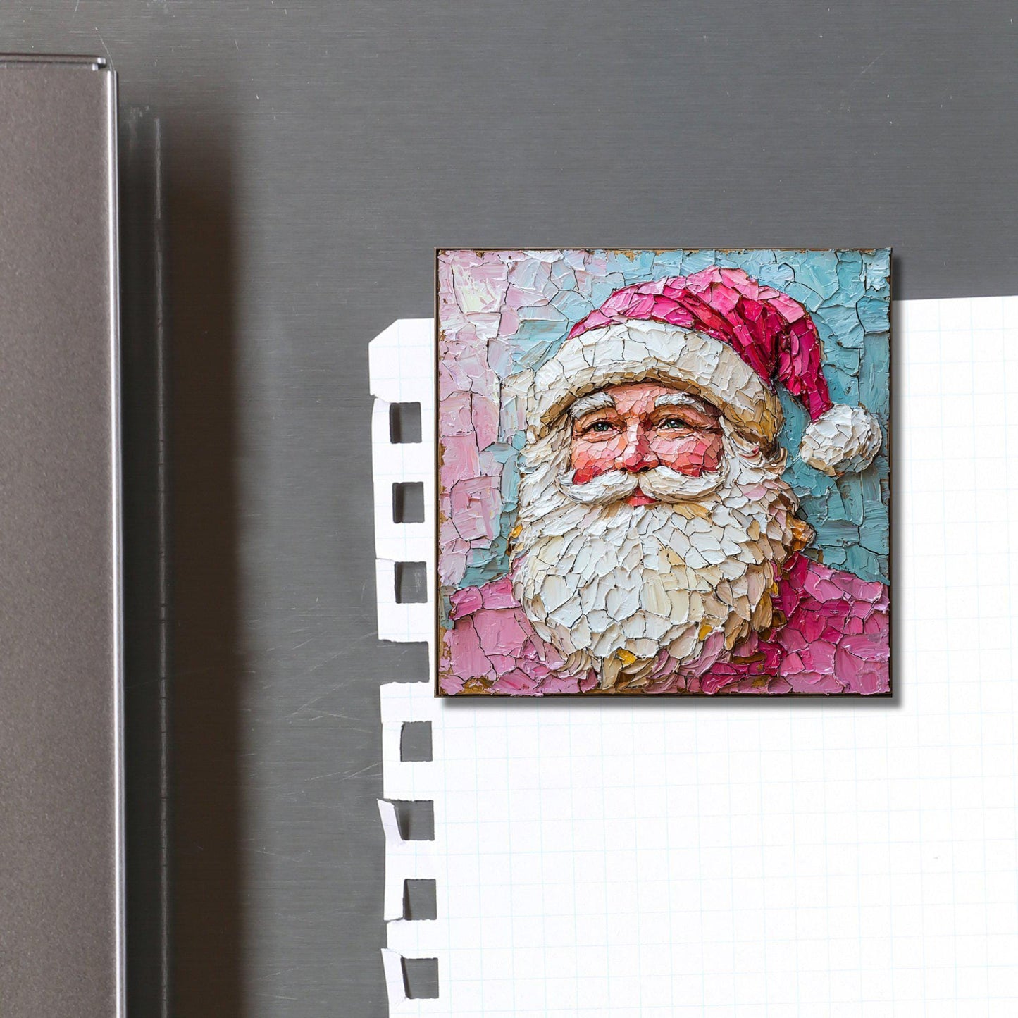 Pink Santa Claus Fridge Magnet 2-inch Strong Refrigerator Magnet Kitchen Decor Dopamine Ceramic Tile Art Gift for Her fridgescaping