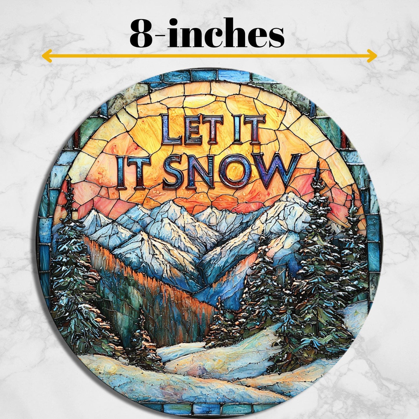 Let It Snow Glass Cutting Board 8-inch Round Trivet Charcuterie Board Gift for Her Mom Kitchen Decor