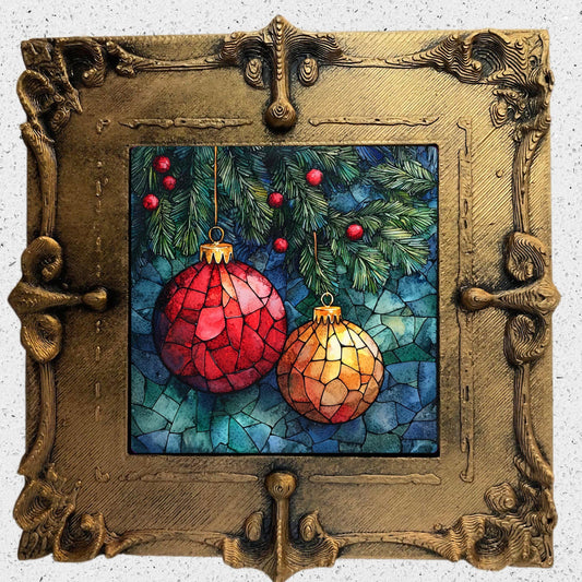 Christmas Ornaments Tiny Art Fridge Magnet Gold Framed Fridgescaping Art Picture Gallery Tiny Art Gift for Her Wife Mom