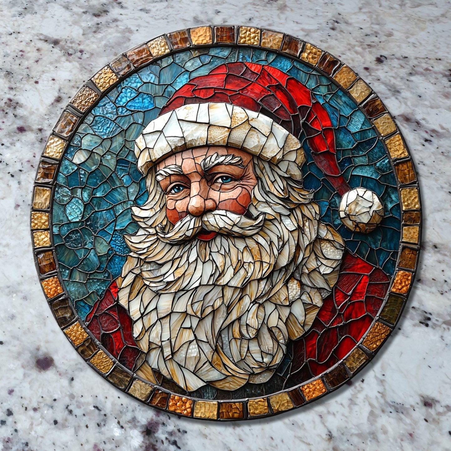 Santa Claus Grandpa Glass Cutting Board Trivet Hot Plate Charcuterie Board Gift for Her Mom Christmas Housewarming