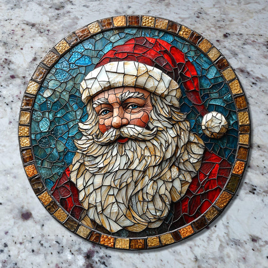 Santa Claus Grandpa Glass Cutting Board Trivet Hot Plate Charcuterie Board Gift for Her Mom Christmas Housewarming