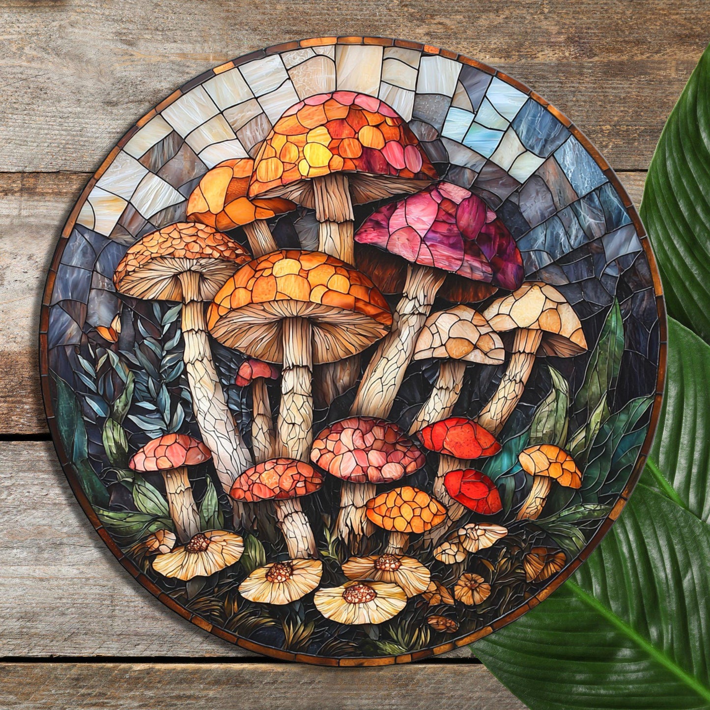 Mushroom Garden Glass Cutting Board Trivet Hot Plate Charcuterie Board Gift for Her Mom Christmas Housewarming