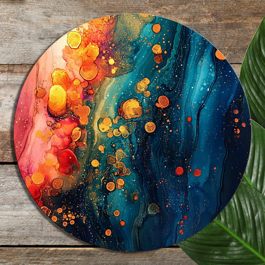 Study in Christmas Textures Glass Cutting Board 8-inch Round Trivet Charcuterie Board Gift for Her Mom Kitchen Decor