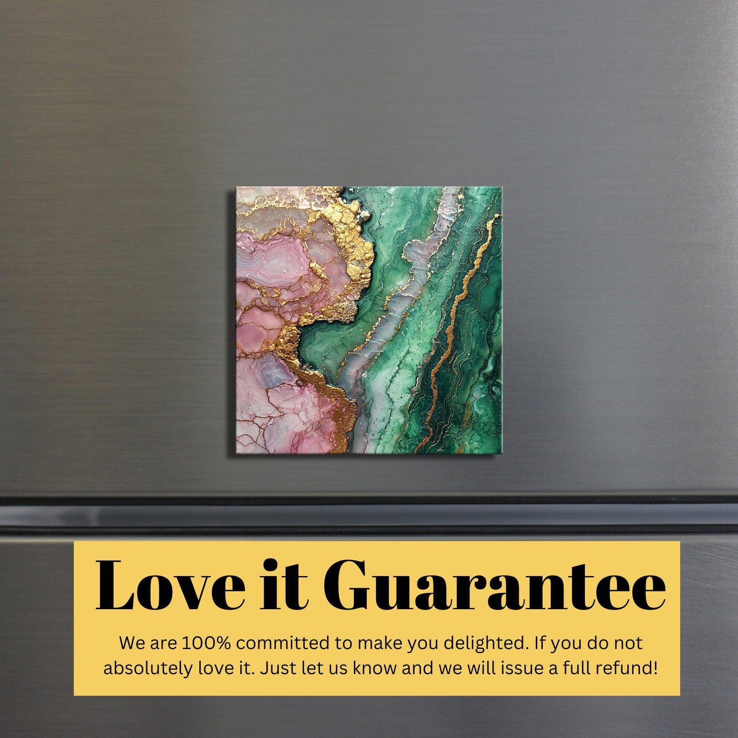 Emerald Green and Pale Pink Fridge Magnet 2-inch Strong Refrigerator Magnet Kitchen Decor Dopamine Ceramic Tile Art Gift for Her