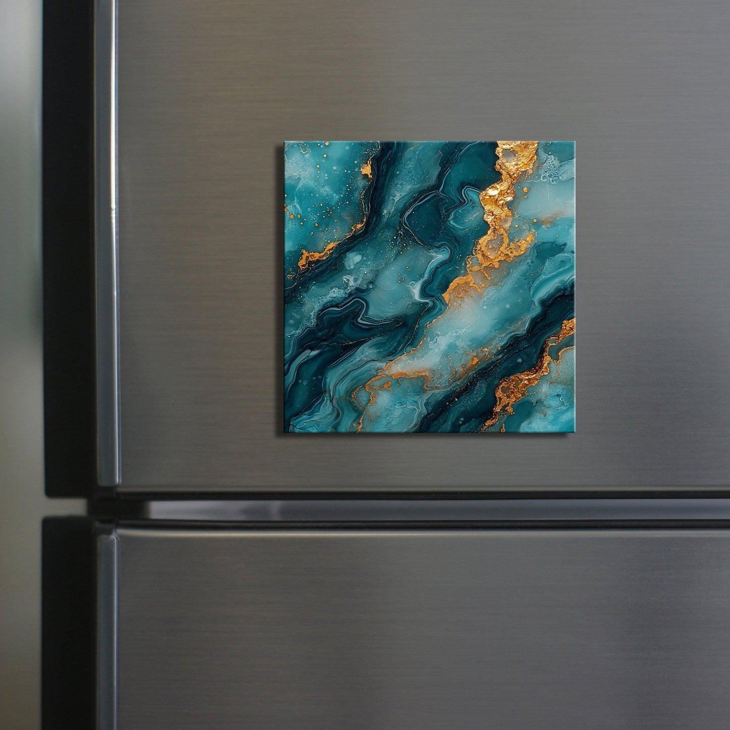Turquoise and copper Fridge Magnet 2-inch Strong Refrigerator Magnet Kitchen Decor Dopamine Ceramic Tile Art Gift for Her fridgescaping