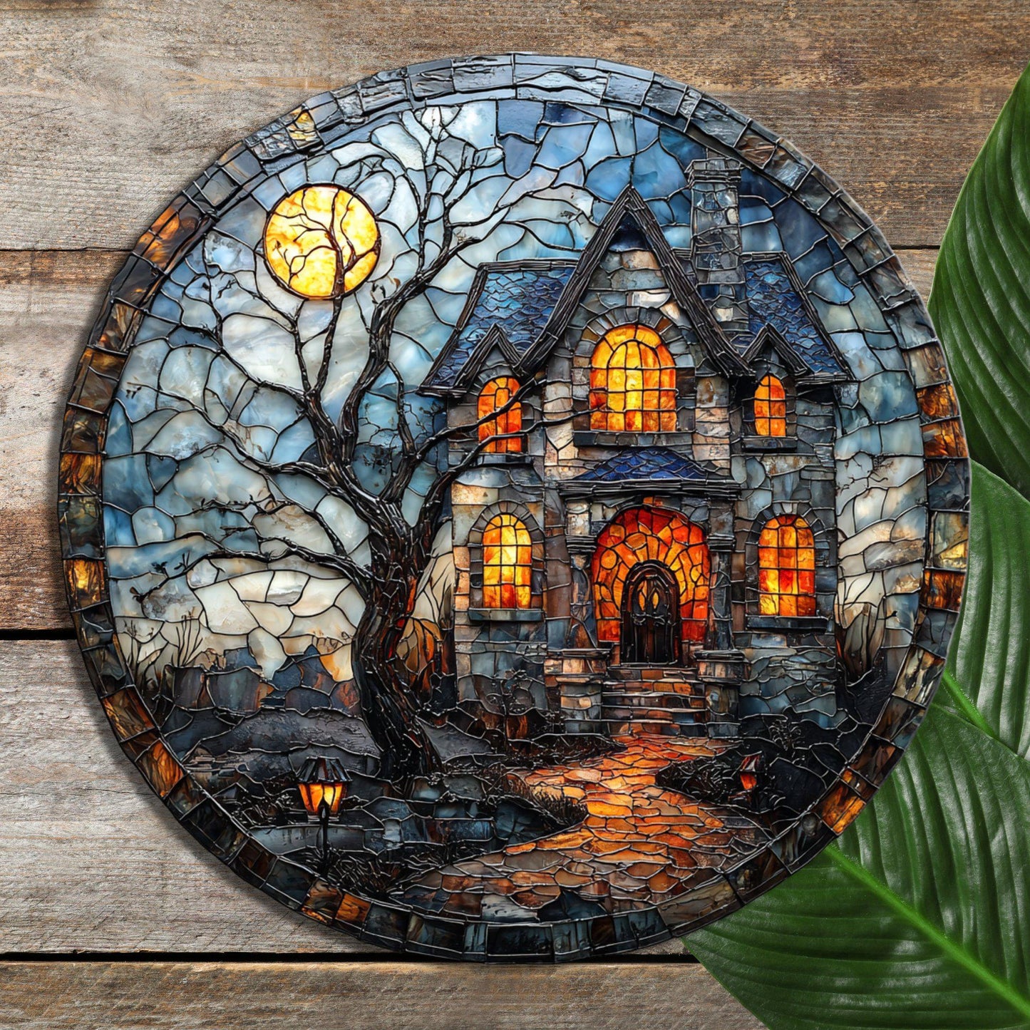 Spooky House Glass Cutting Board Trivet Hot Plate Charcuterie Board Gift for Her Mom Christmas Housewarming