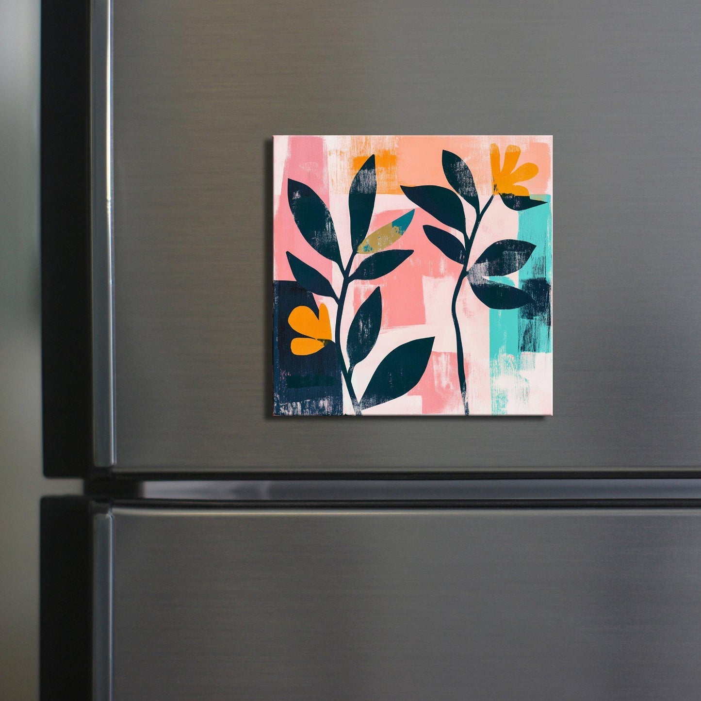 Modern Pink Botanicals Fridge Magnet 2-inch Strong Refrigerator Magnet Kitchen Decor Dopamine Ceramic Tile Art Gift for Her fridgescaping