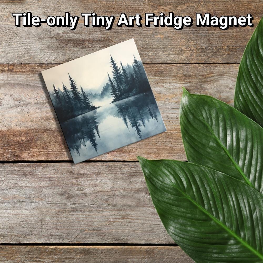 Pine Trees in the Mist Gold Framed Refrigerator Magnet, Mini Art, Grand Millennial Style, Artful Kitchen Decor, Gift for Her fridgescaping