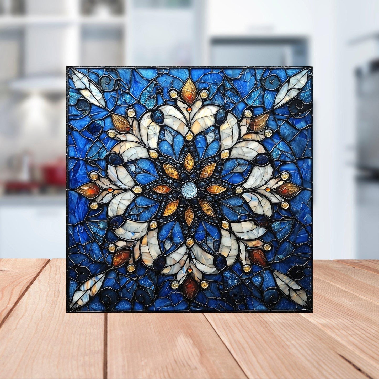 Snowflake Stained Glass Fridge Magnet 2-inch Strong Refrigerator Magnet Kitchen Decor Dopamine Ceramic Tile Art Gift for Her fridgescaping