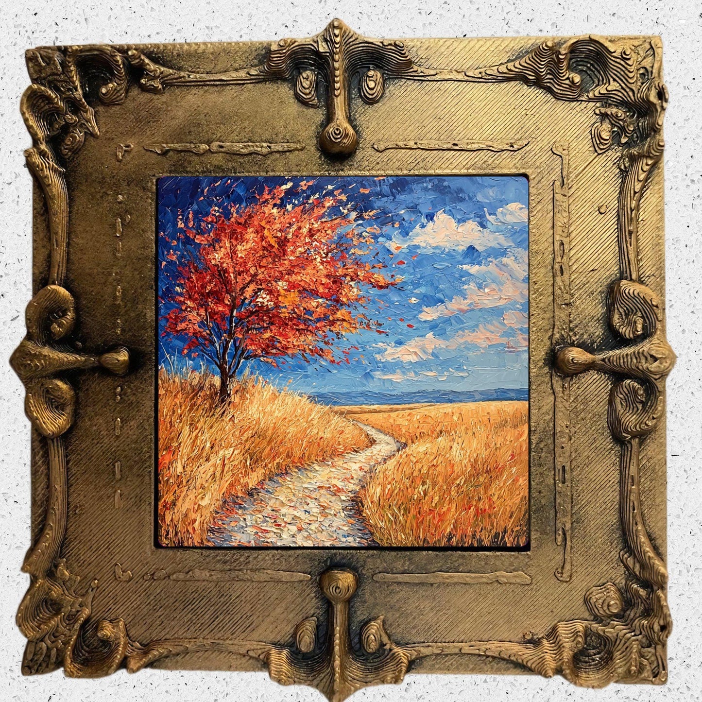 Fall Prairie Gold Framed Refrigerator Magnet, Mini Art, Grand Millennial Style, Artful Kitchen Decor, Gift for Her fridgescaping