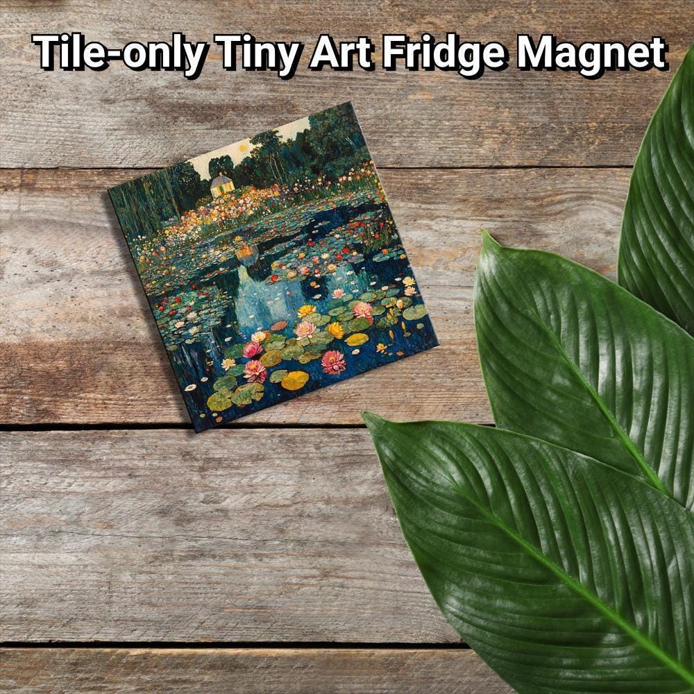 Water Lilies by Klimt Gold Framed Refrigerator Magnet, Mini Art, Grand Millennial Style, Artful Kitchen Decor, Gift for Her fridgescaping