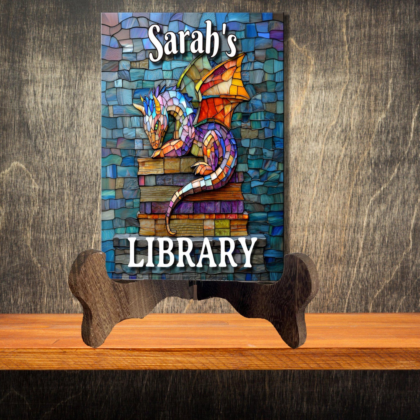 Dragon Personalized Library Sign Bookshelf Decore Biblophil Gifts Bookworm Gift To-Be-Read