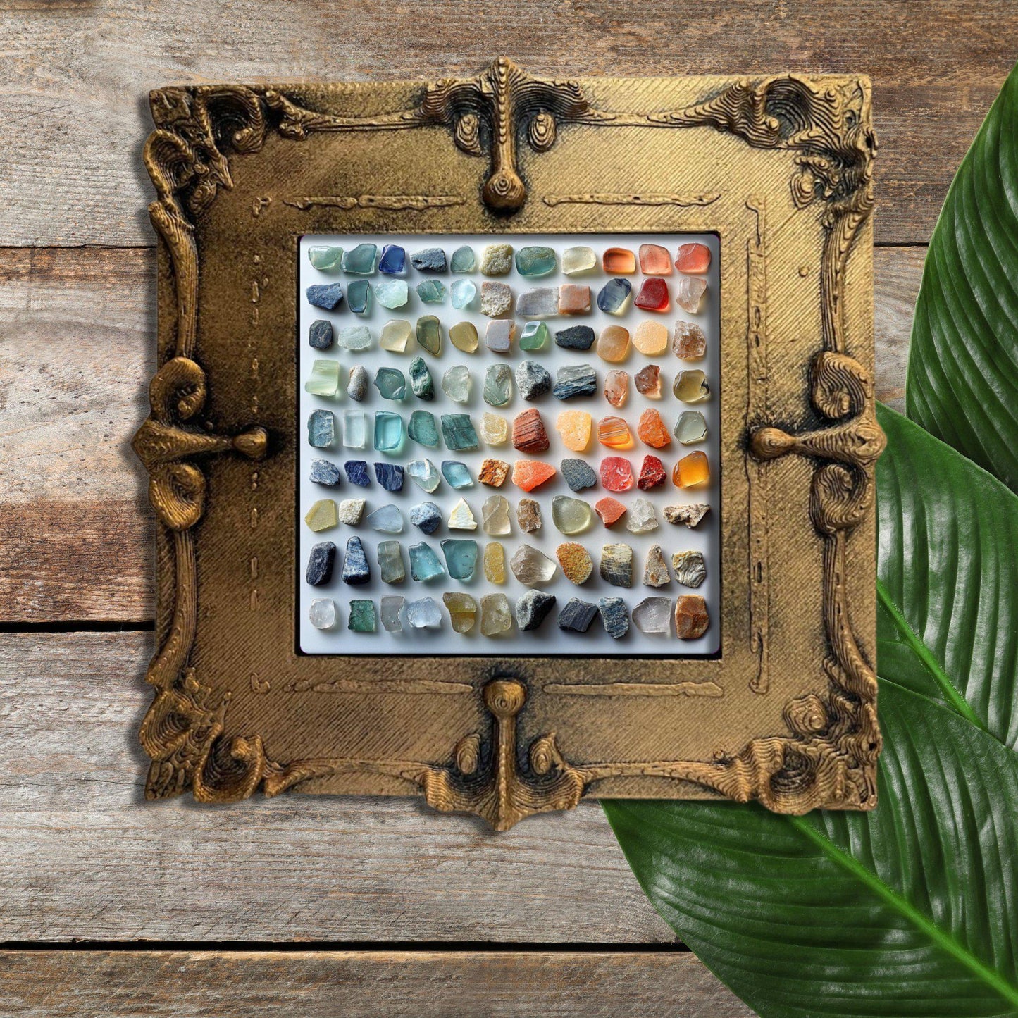 Seaglass Knolling Gold Framed Refrigerator Magnet, Mini Art, Grand Millennial Style, Artful Kitchen Decor, Gift for Her fridgescaping