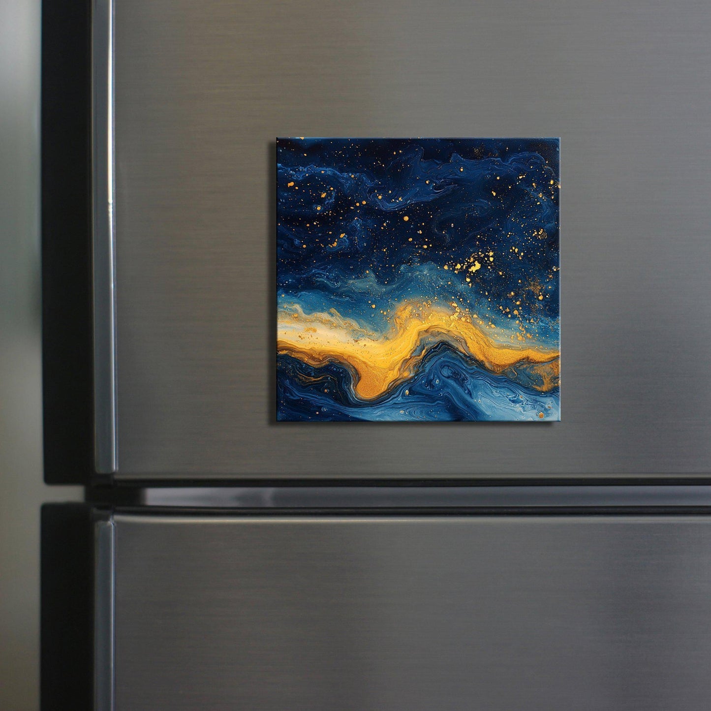 Mustard Yellow and Navy Blue Fridge Magnet 2-inch Strong Refrigerator Magnet Kitchen Decor Dopamine Ceramic Tile Art Gift for Her